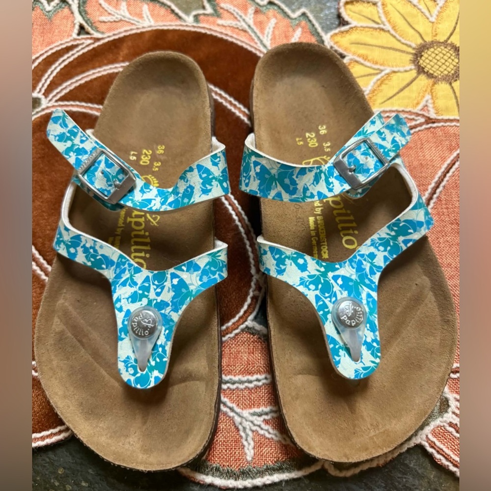 Papillio Women's Teal Blue Floral Thong Sandals